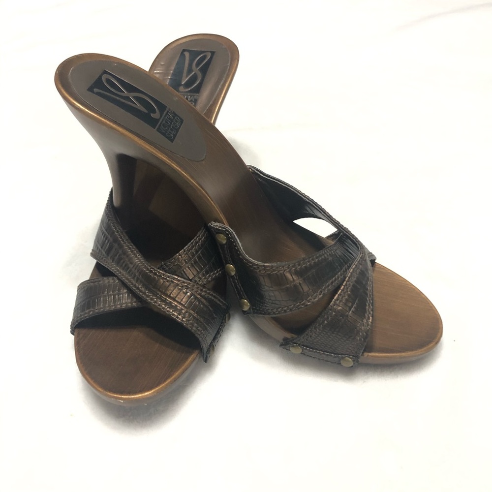 Victoria Spencer 8.5 Slither Snakeskin Heel Brown